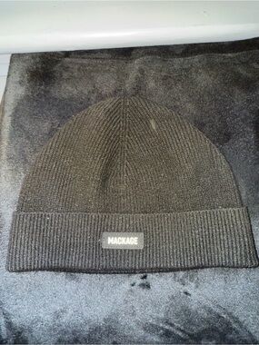 Mackage Black Ribbed Knit Beanie